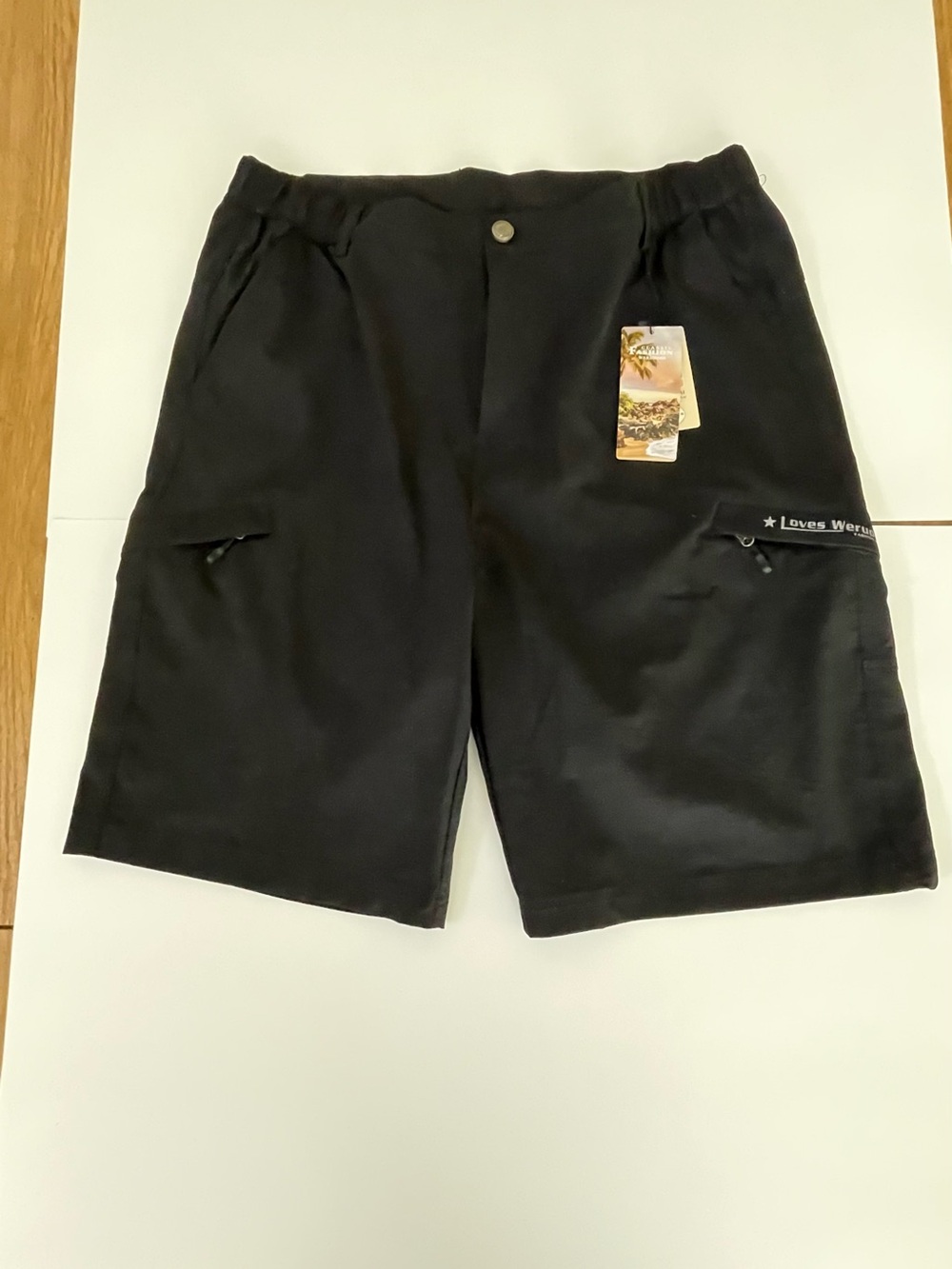 Men's Black Cargo Shorts with Zip Pockets